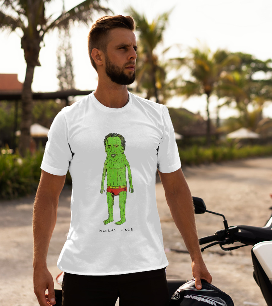 Picolas Cage Cucumber Cartoon Mashup T-Shirt