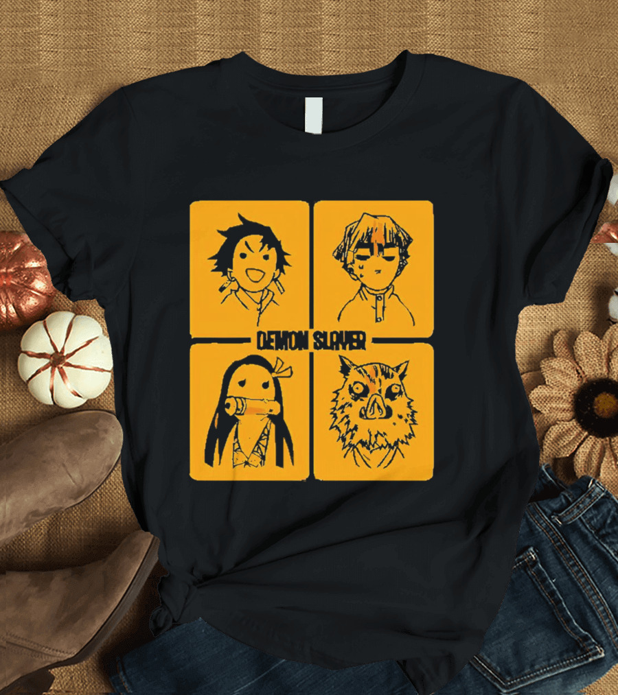 Demon Slayer Tanjiro Nezuko Inosuke Zenitsu Iconic Characters T-Shirt
