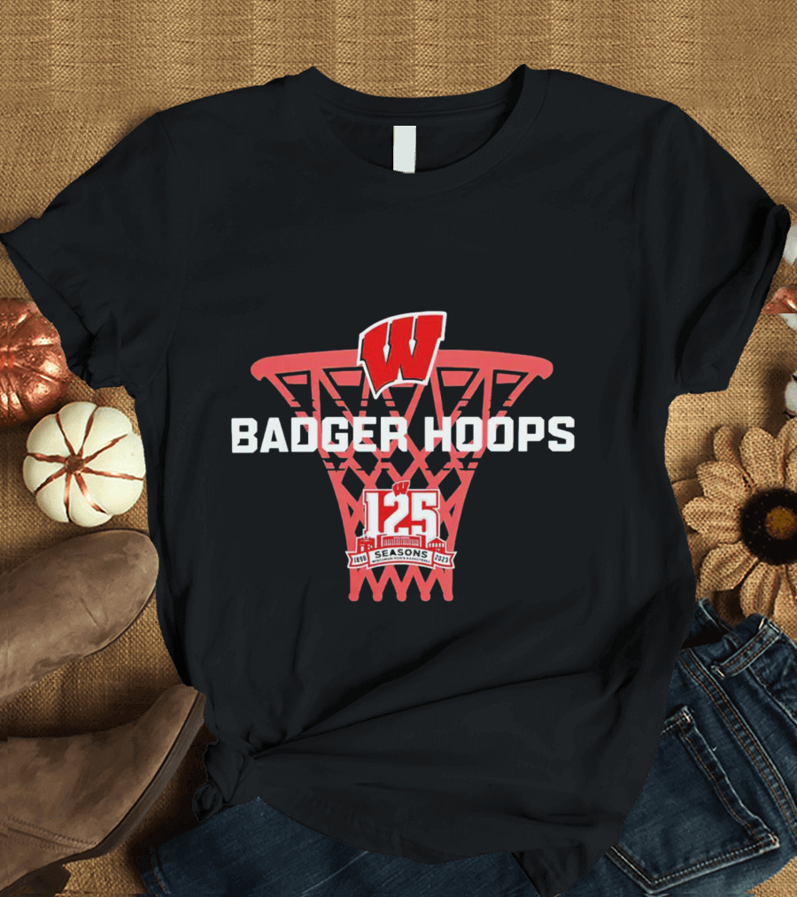 Wisconsin Badgers Basketball 125 Seasons Badger Hoops 1898-2023 T-Shirt