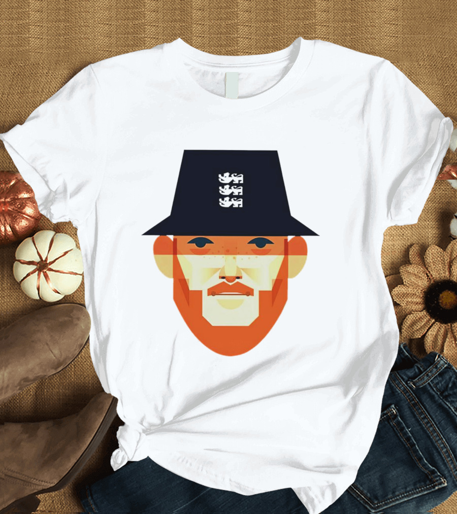 Ben Stokes Stanley Chow England Cricket Three Lions Hat T-Shirt