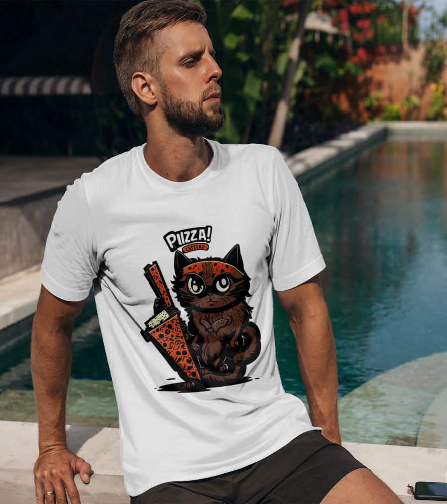 Pizza Cat Cattfat Meow That's A Good Slice T-Shirt