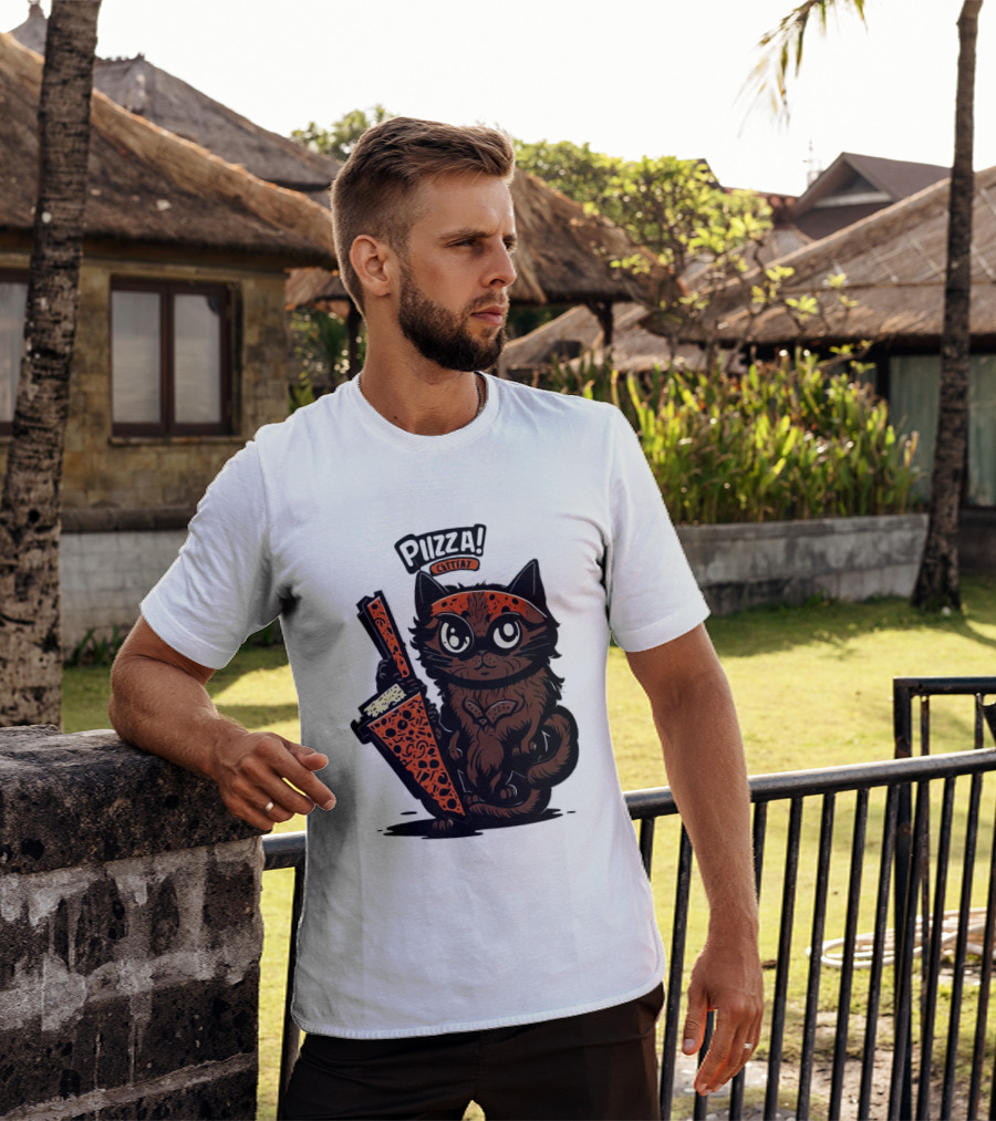 Pizza Cat Cattfat Meow That's A Good Slice T-Shirt