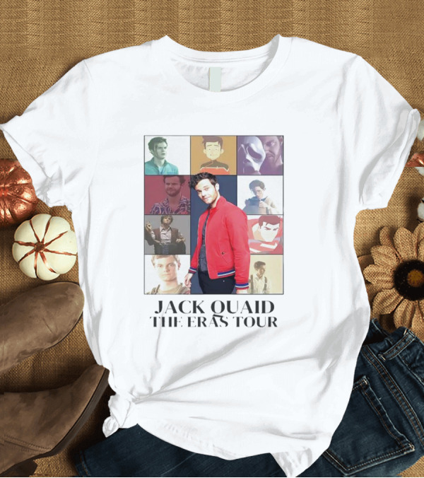 T-Shirt: Jack Quaid the Eras Tour Collage with Characters and Styles T-Shirt Jack Quaid the Eras Tour Collage with Characters and Styles T-Shirt