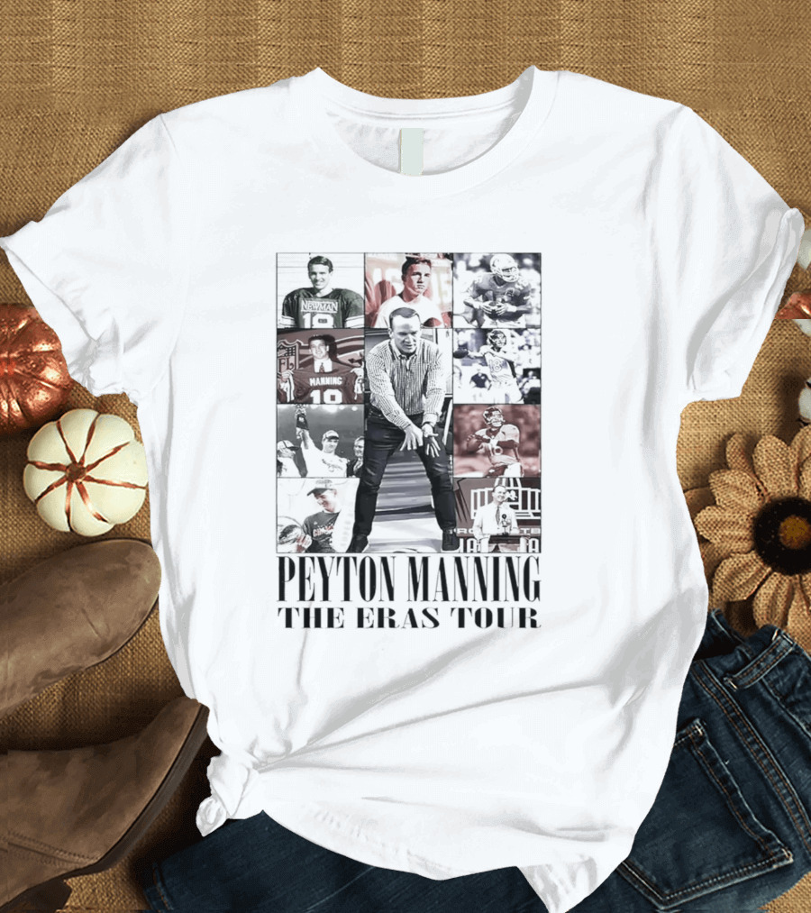 Peyton Manning The Eras Tour Football Journey Through Iconic Moments T-Shirt