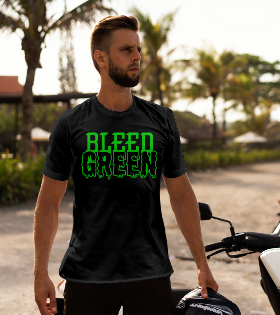Bleed Green Dripping Neon Text T-Shirt