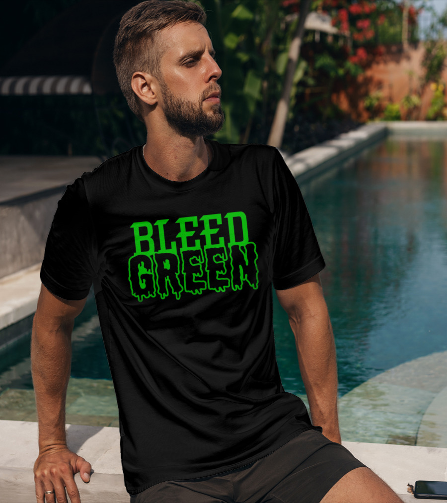 Bleed Green Dripping Neon Text T-Shirt