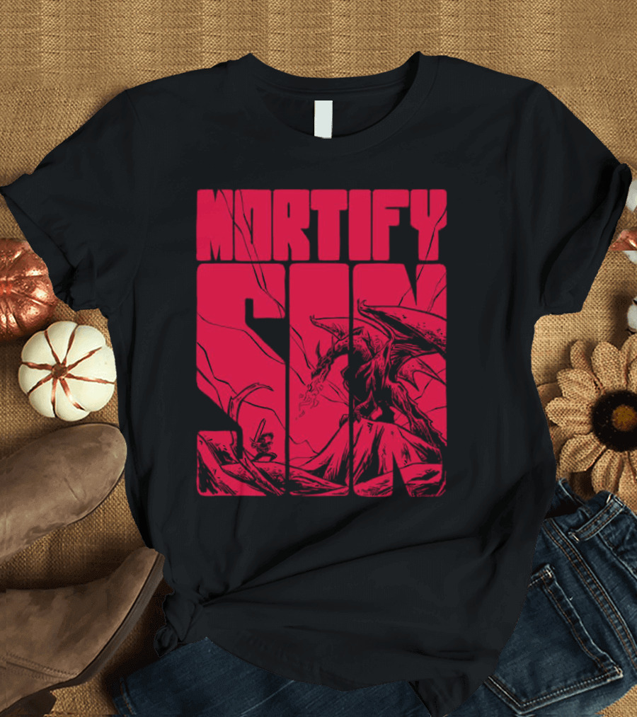 MORTIFY SIN Dark Battle with Fiery Behemoth T-Shirt
