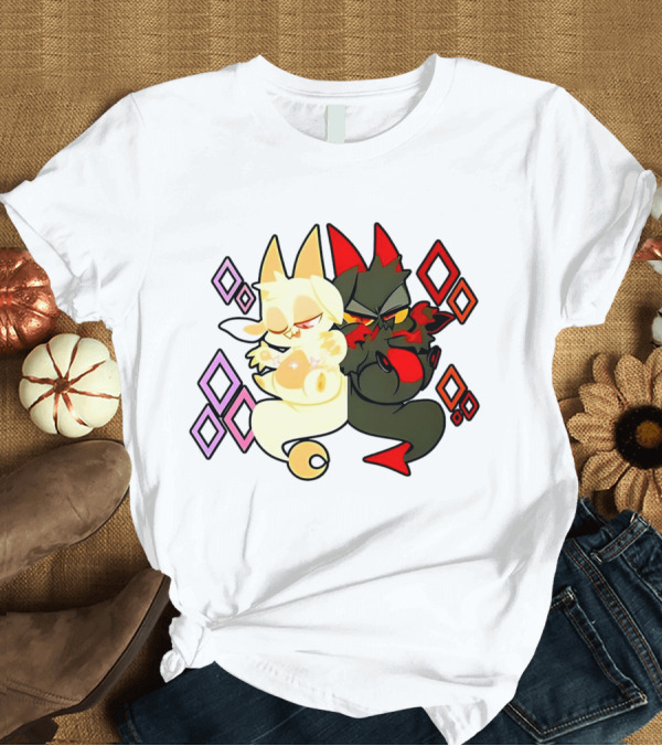 T-Shirt: Chikn Nuggit Fwench Fwy Diamond Pattern Characters T-Shirt Chikn Nuggit Fwench Fwy Diamond Pattern Characters T-Shirt