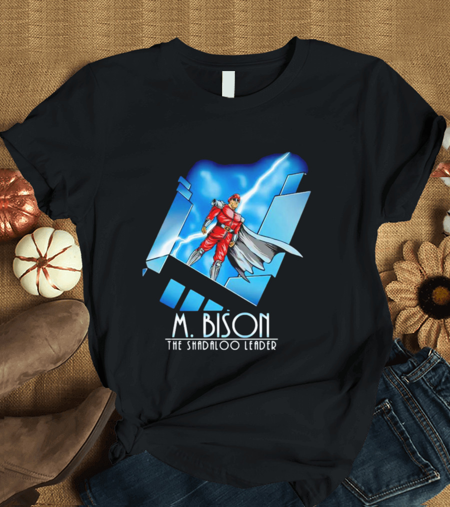 M. Bison The Shadaloo Leader Character with Lightning and Cityscape T-Shirt