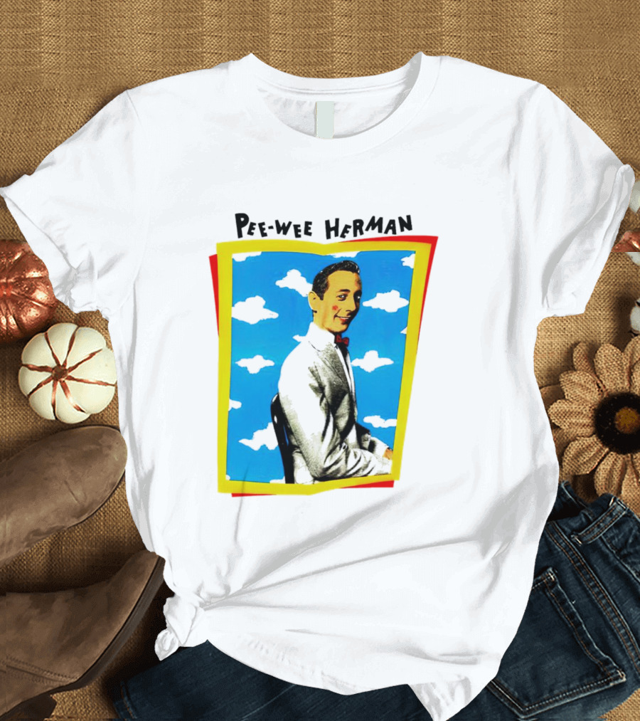 Pee-Wee Herman Paul Reubens Retro Pop Art Style Bright Blue Background T-Shirt