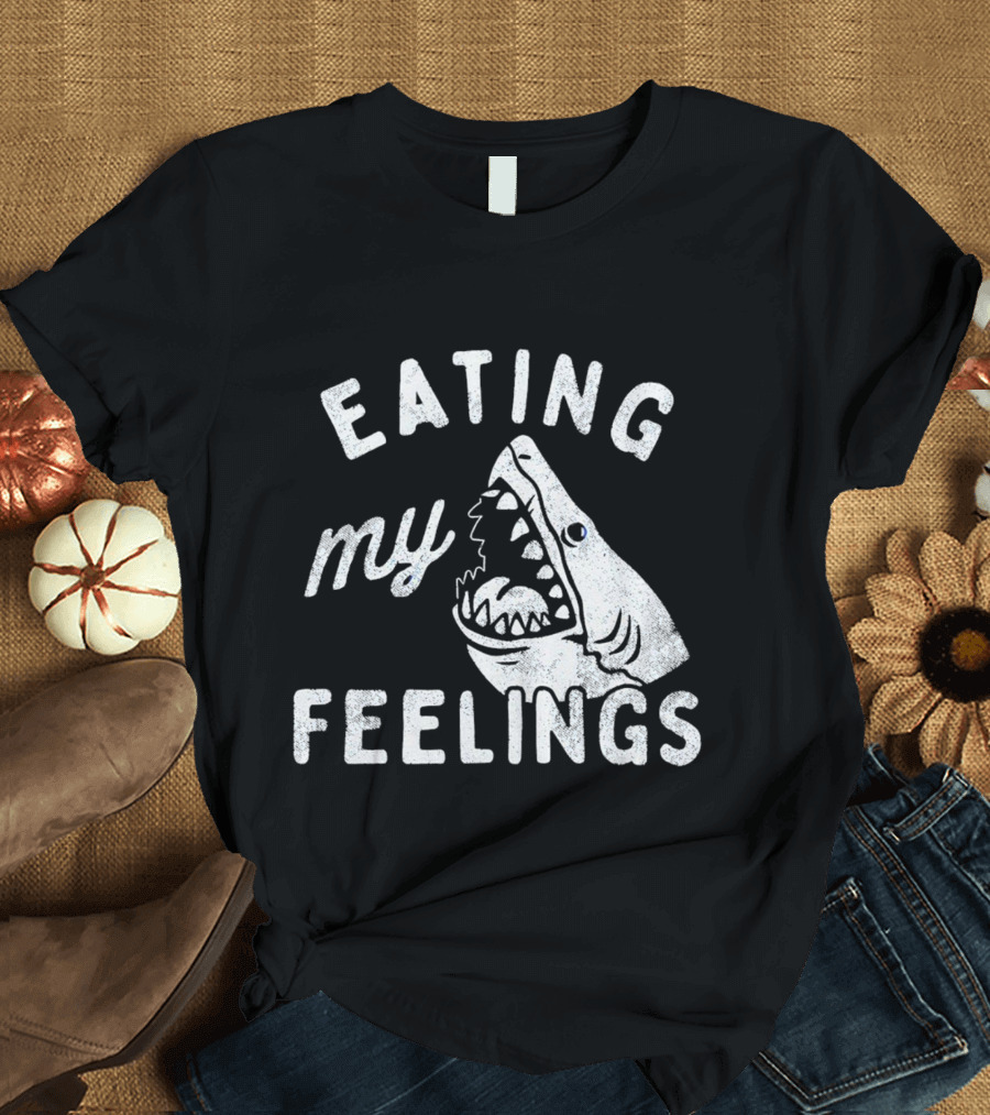 Shark Eating My Feelings with Open Mouth and Blue Eye T-Shirt