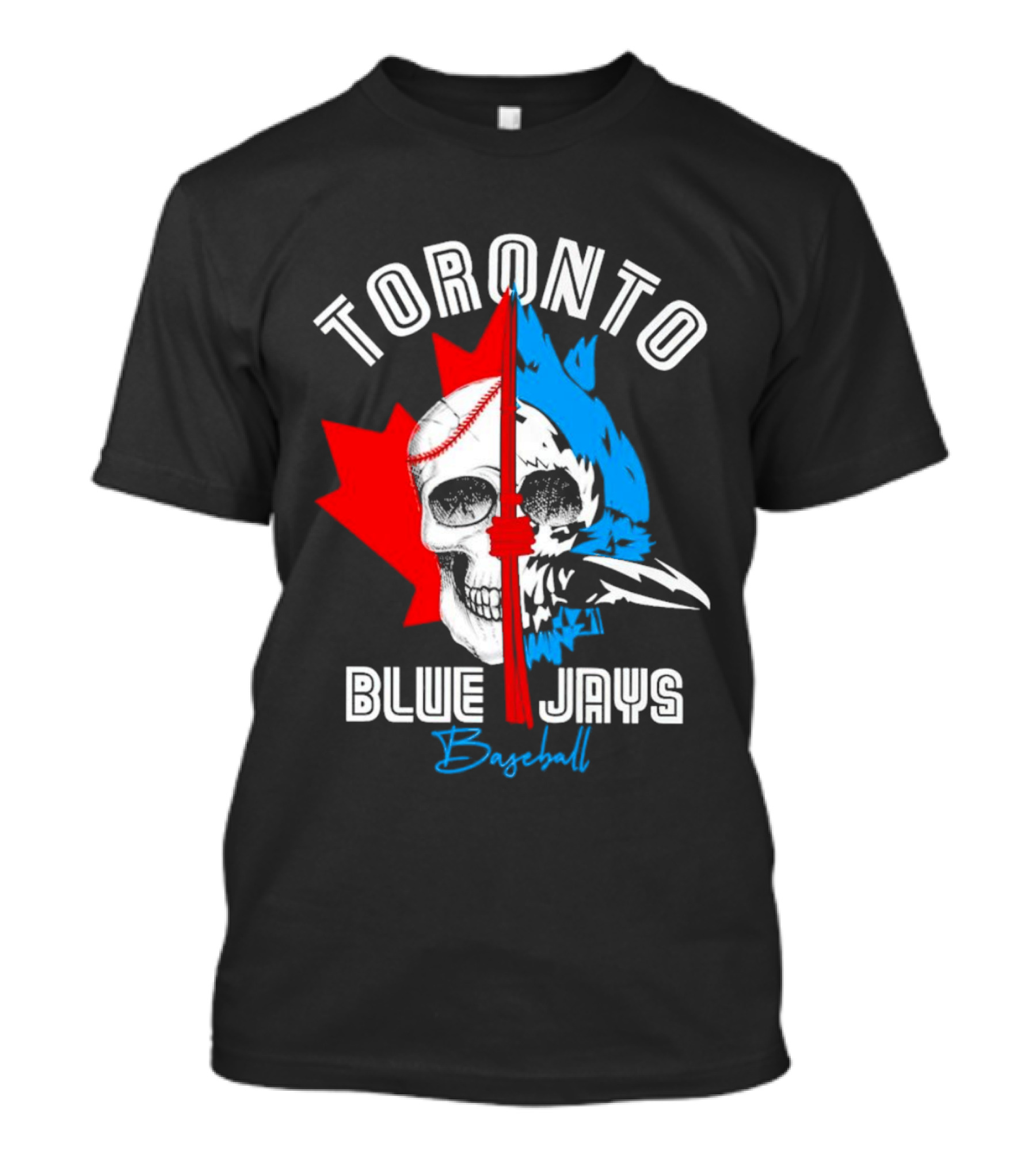 Toronto Blue Jays Skull Baseball Canada Flag T-Shirt