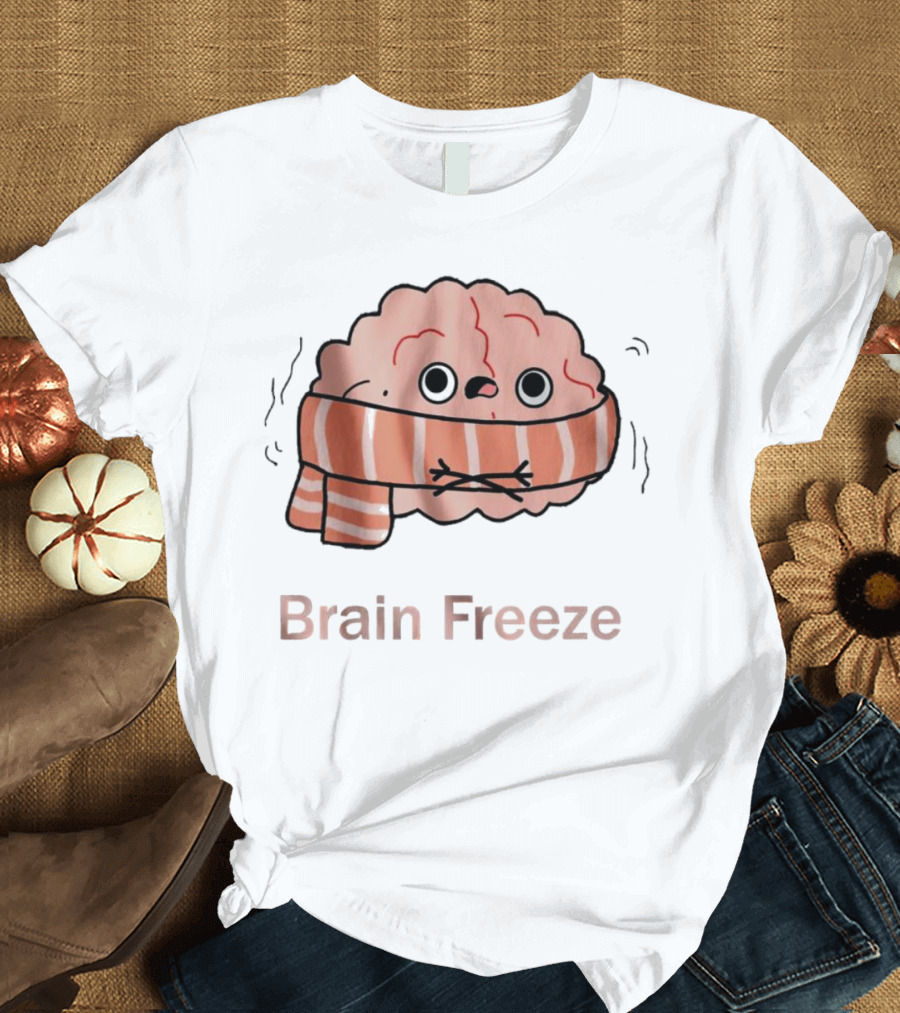 Brain Freeze Shivering Brain Wrapped in a Scarf T-Shirt