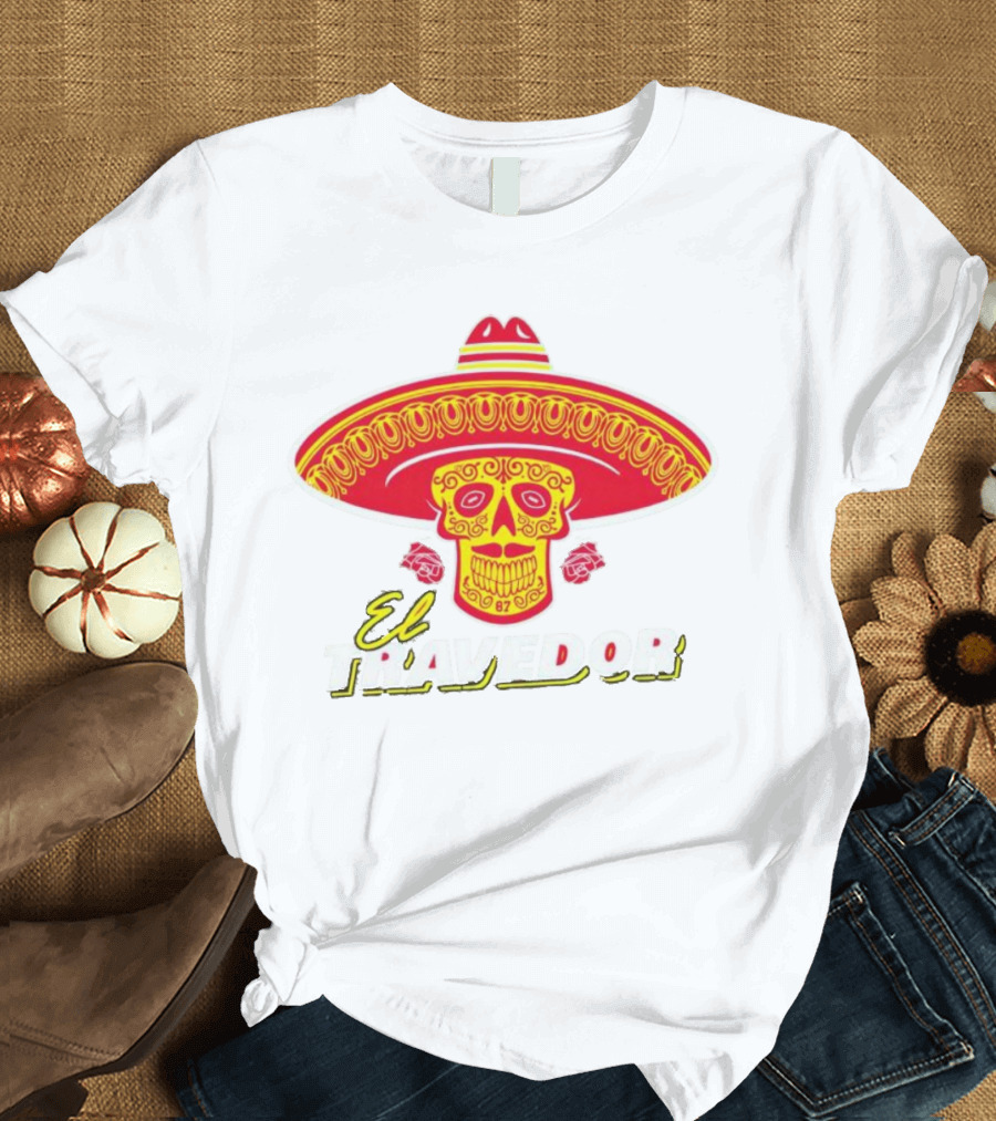 El Travedor Skull Sombrero Kansas City Football T-Shirt
