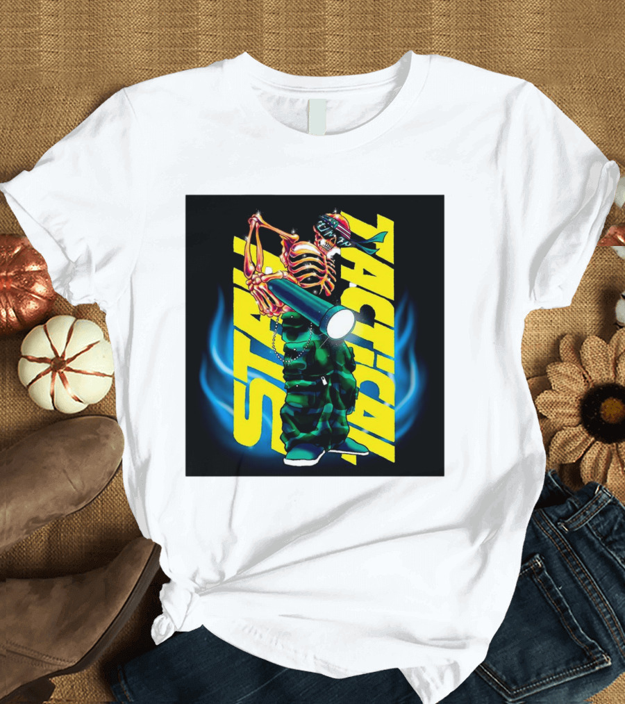 Danny Gonzalez Stay Tactical Skeleton with Flashlight and Camouflage Pants T-Shirt