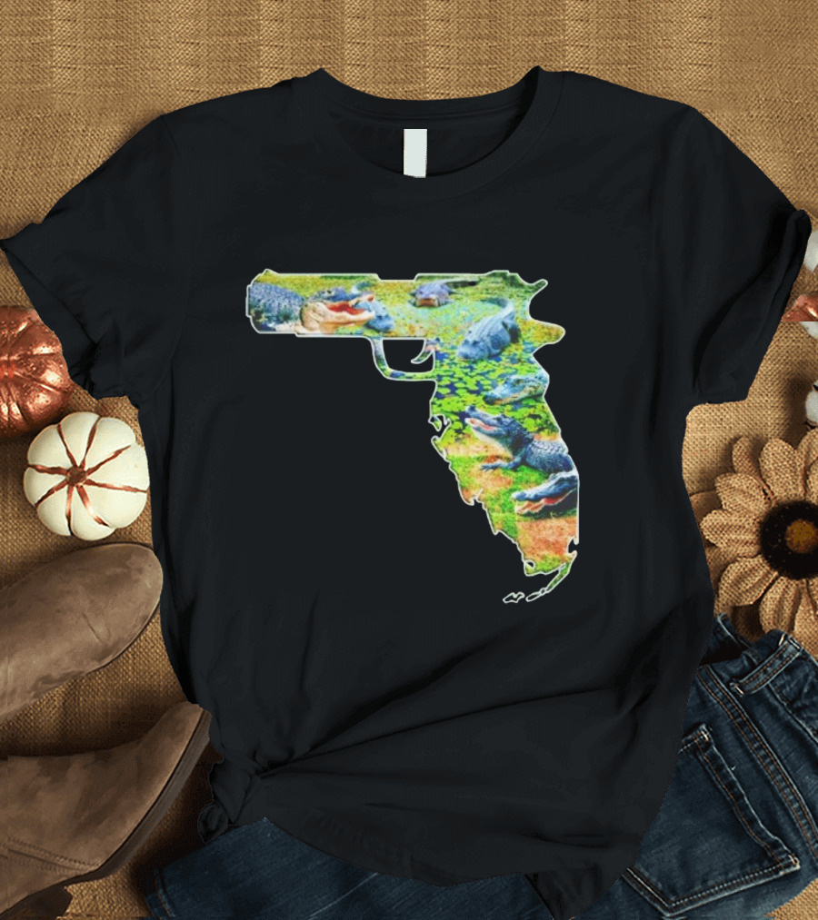 Florida Alligator Shape Gun T-Shirt