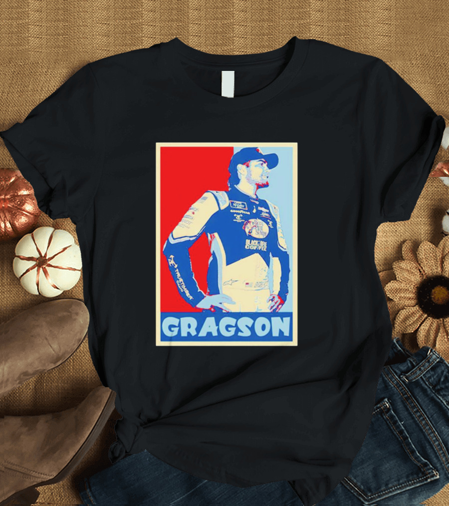 Gragson Blue and Red Racing Portrait Black Rifle Coffee Company T-Shirt