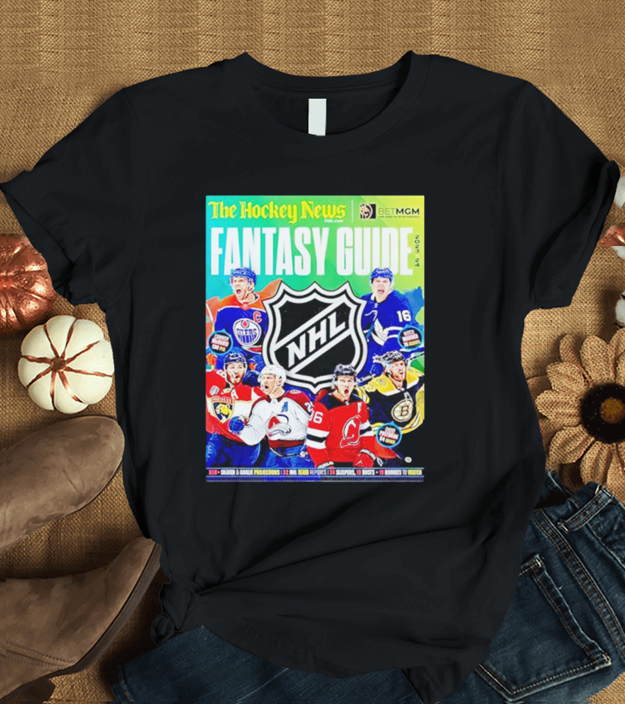 The Hockey News Fantasy Guide 2023-24 NHL Cover Featuring Erik Karlsson Cale Makar T-Shirt