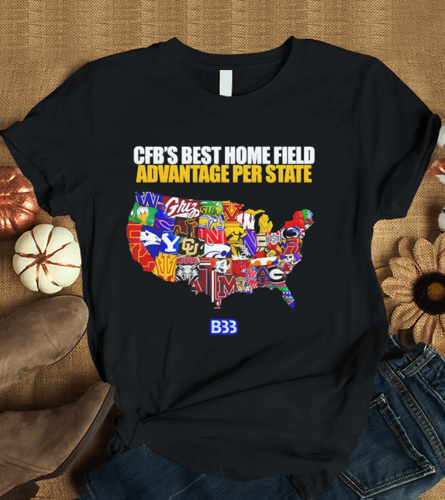 CFB's Best Home Field Advantage NCAA Logos Map B33 T-Shirt