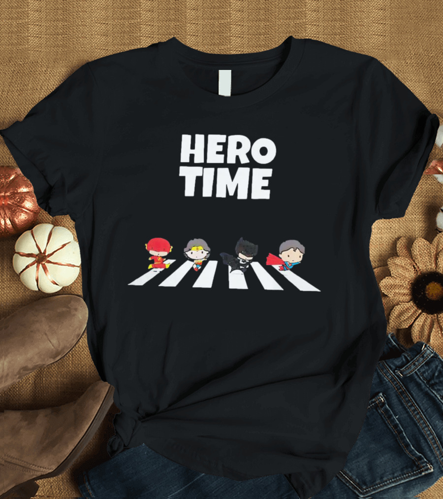 Hero Time Flash Wonder Woman Batman Superman Abbey Road T-Shirt