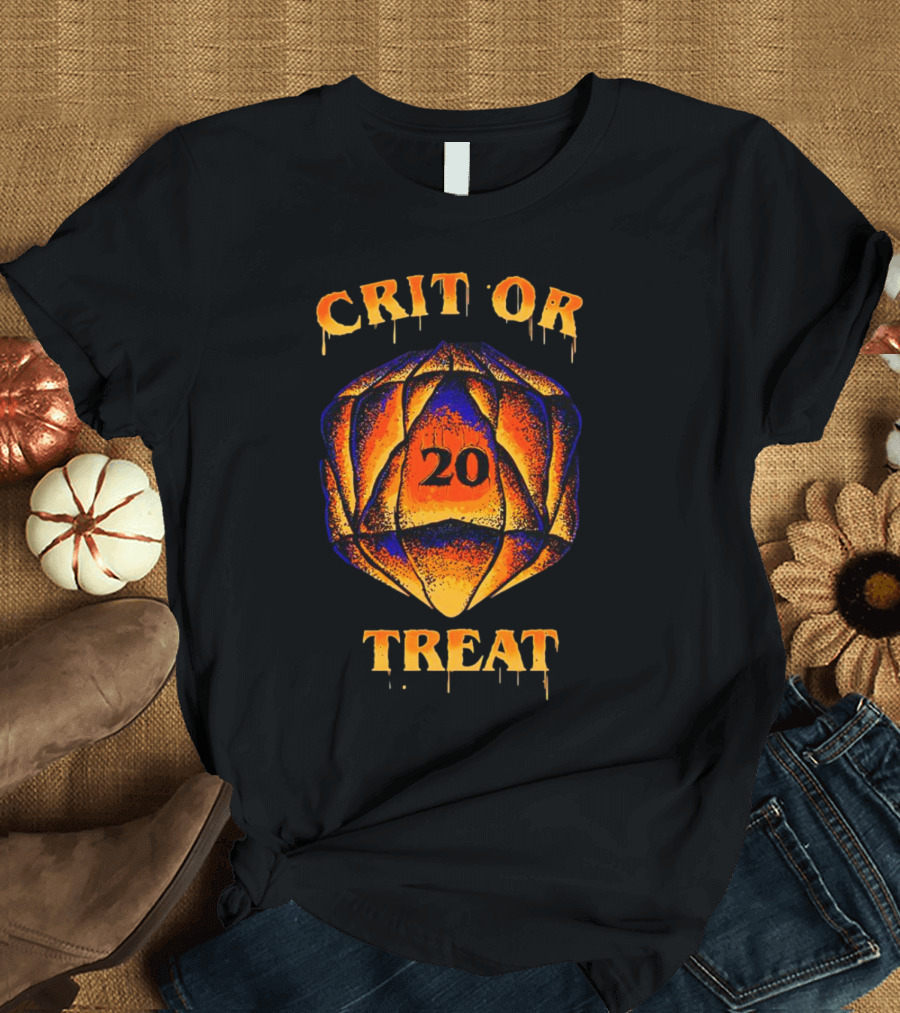 Crit or Treat 20-Sided Dice Halloween T-Shirt