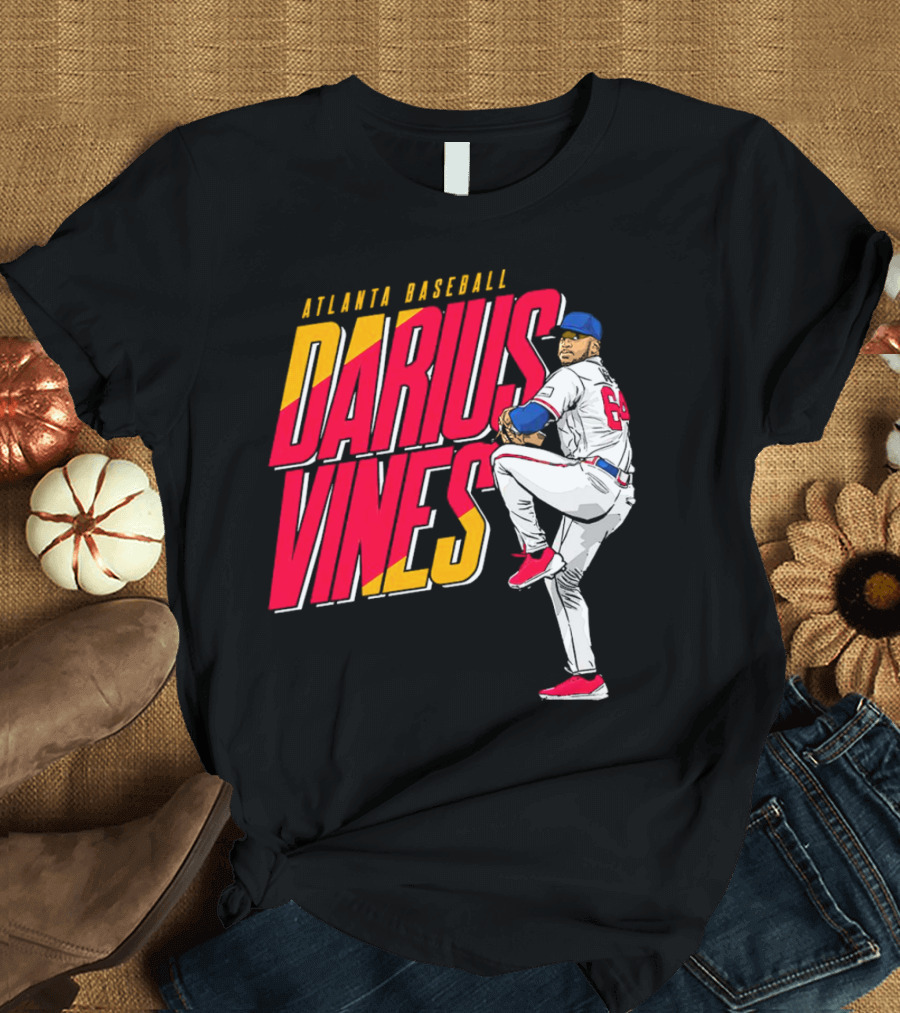 Atlanta Baseball Darius Vines 64 Pitching Action T-Shirt