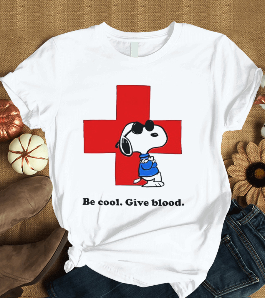 Snoopy Be Cool Give Blood Peanuts Red Cross T-Shirt