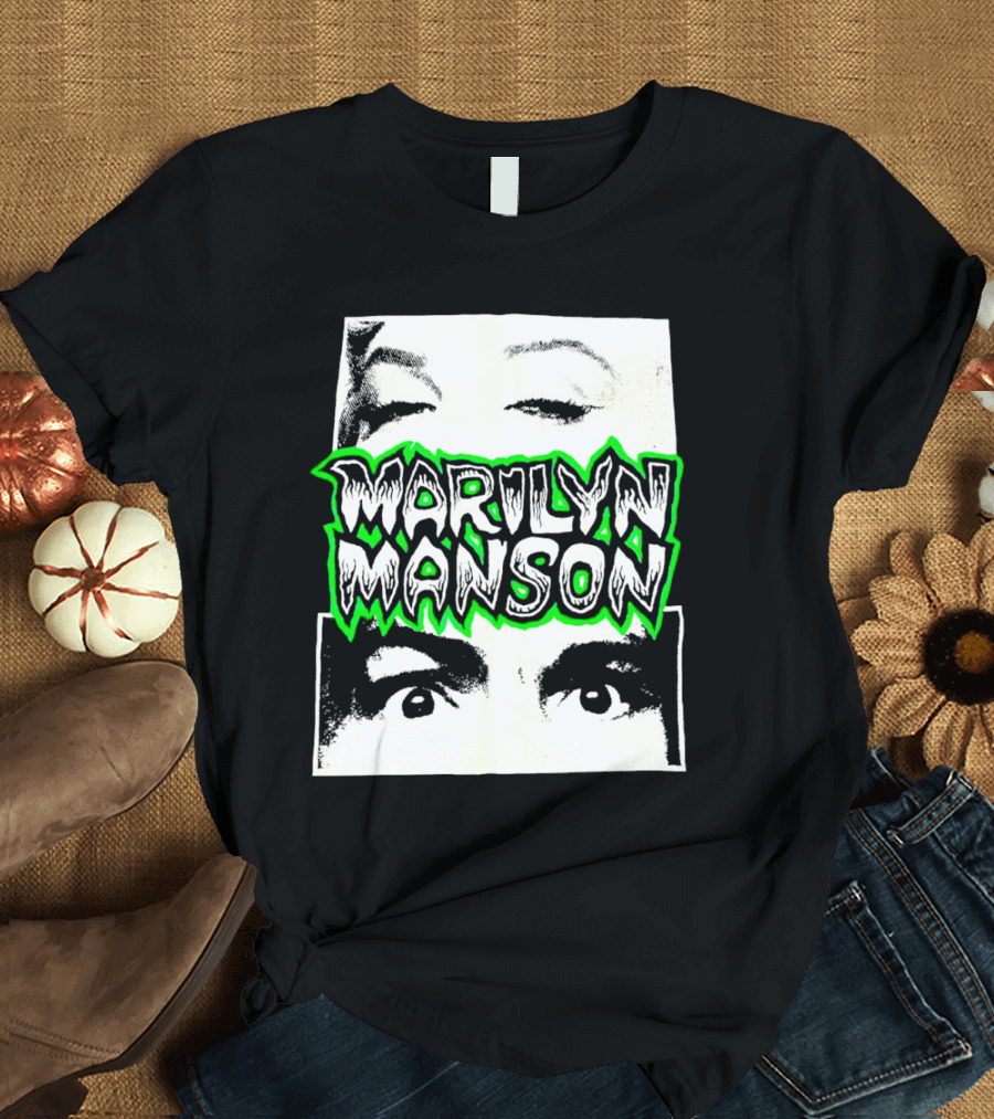 Marilyn Manson Face Illusion with Eyes Contrast T-Shirt
