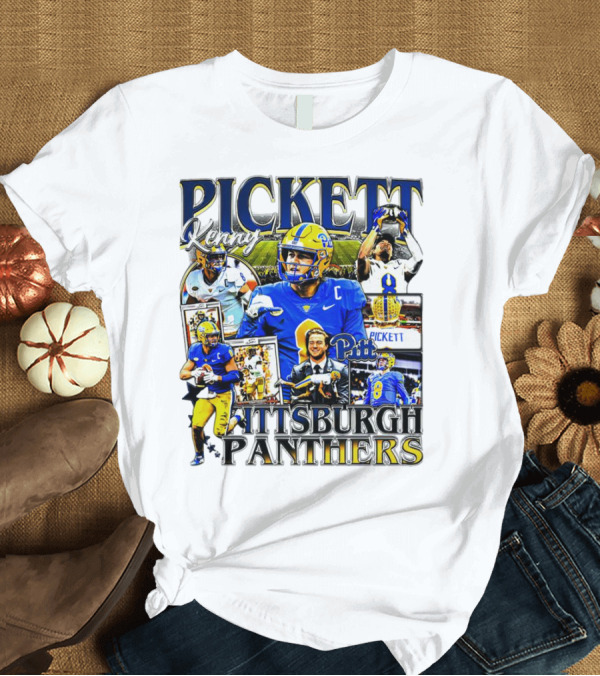 T-Shirt: Kenny Pickett Pittsburgh Panthers Football Quarterback Action Collage T-Shirt Kenny Pickett Pittsburgh Panthers Football Quarterback Action Collage T-Shirt