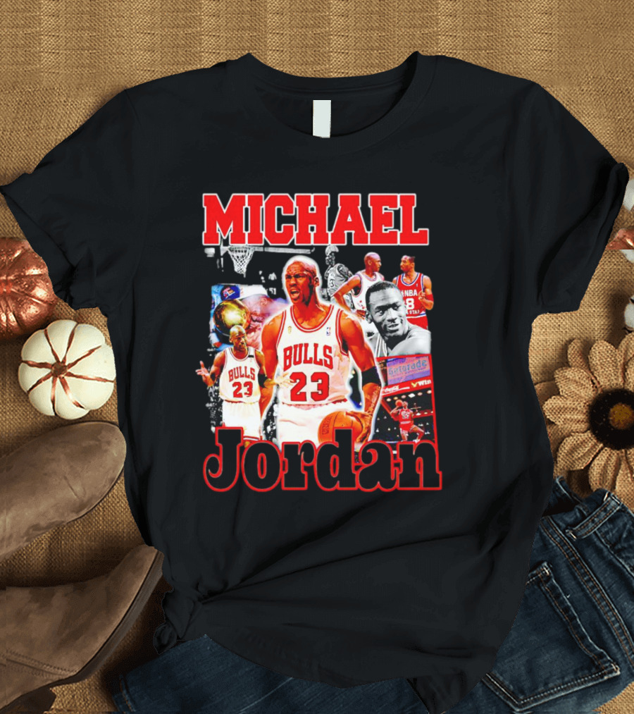 Michael Jordan Bulls 23 Basketball Legend Collage T-Shirt