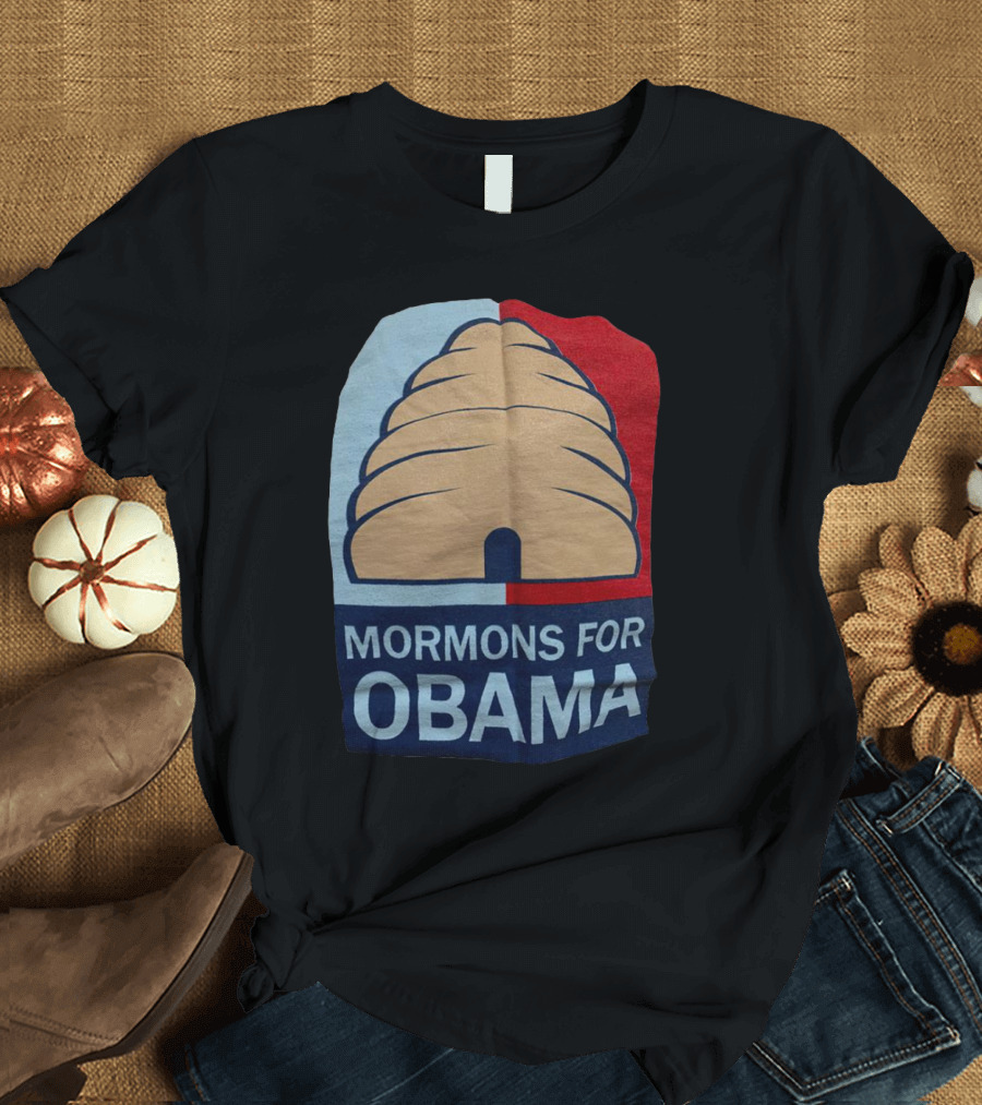 Mormons for Obama Beehive Symbol Two-Tone Background T-Shirt