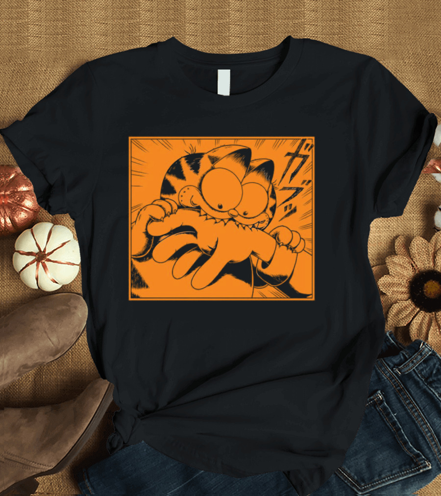 Garfield Manga Style Bite Hand Comic Panel T-Shirt
