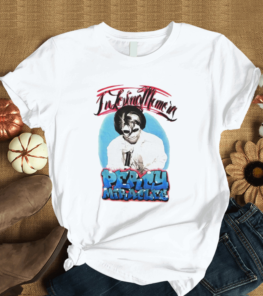 In Loving Memory Percy Miracles Blue and Pink Retro T-Shirt