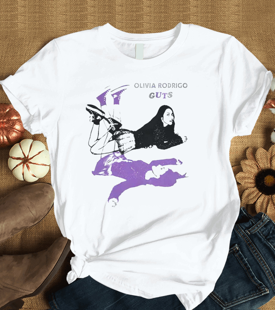 Olivia Rodrigo Guts Dark Artistic Portrait with Purple Accents T-Shirt