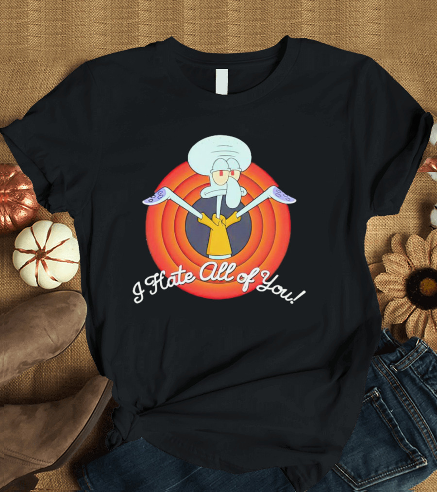 Squidward Tentacles I Hate All of You Retro Cartoon T-Shirt