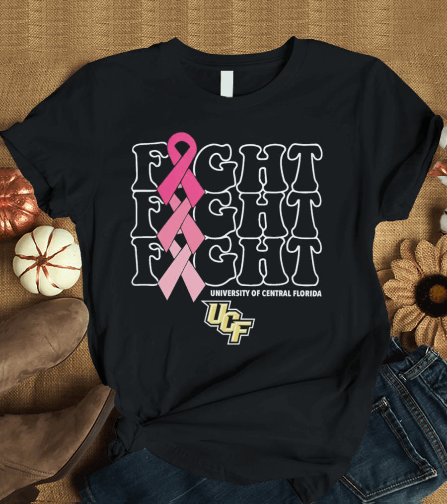 UCF University of Central Florida Fight Fight Fight Breast Cancer Pink T-Shirt