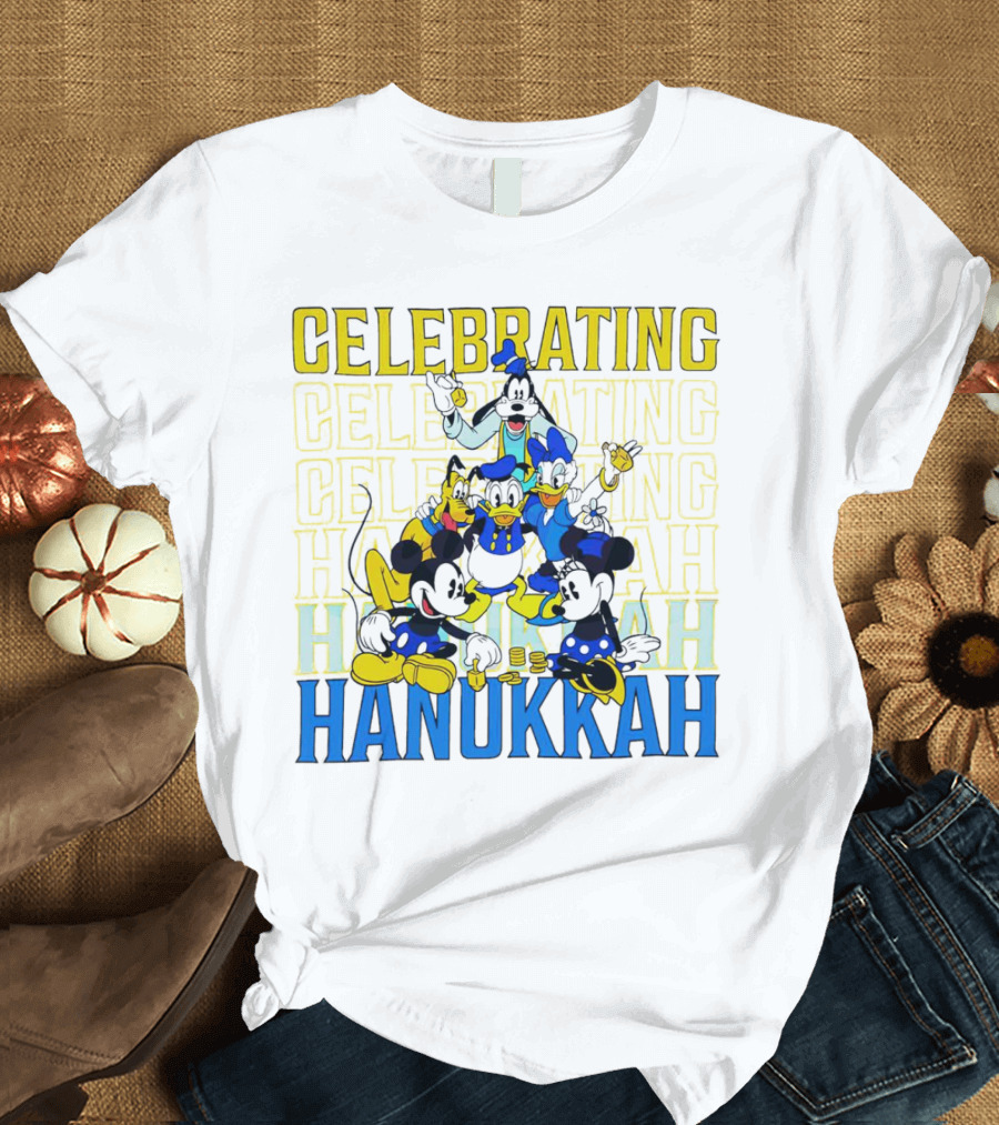 Celebrating Hanukkah Mickey Mouse and Friends T-Shirt