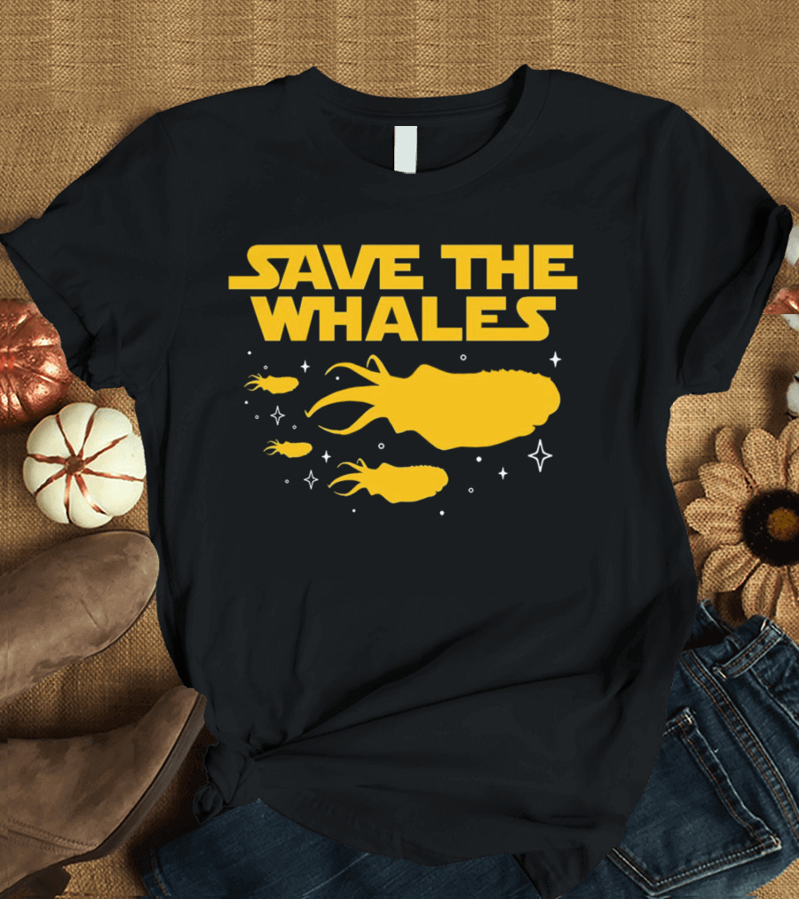 Save the Whales I Mean Purrgil Star Wars Parody Yellow Space Creatures T-Shirt