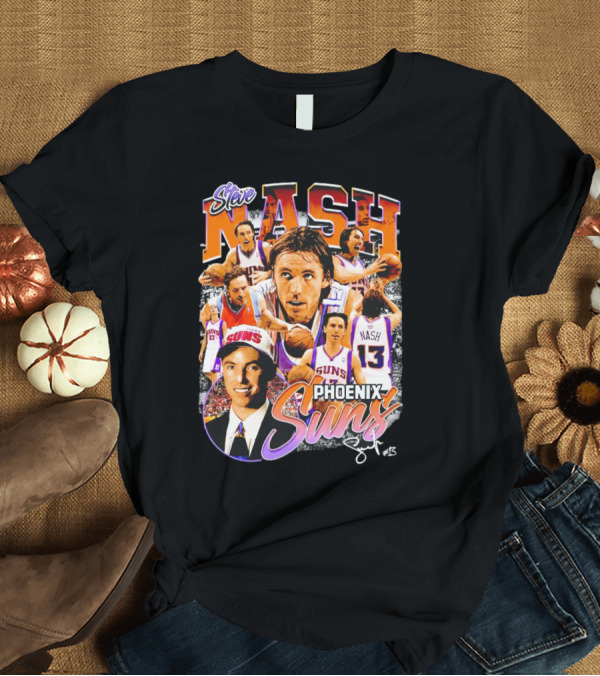 T-Shirt: Steve Nash Phoenix Suns Basketball NBA Signature Collage T-Shirt Steve Nash Phoenix Suns Basketball NBA Signature Collage T-Shirt