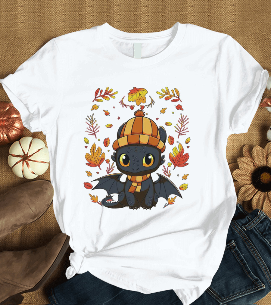 Fall Night Fury Thanksgiving Autumn Leaves T-Shirt