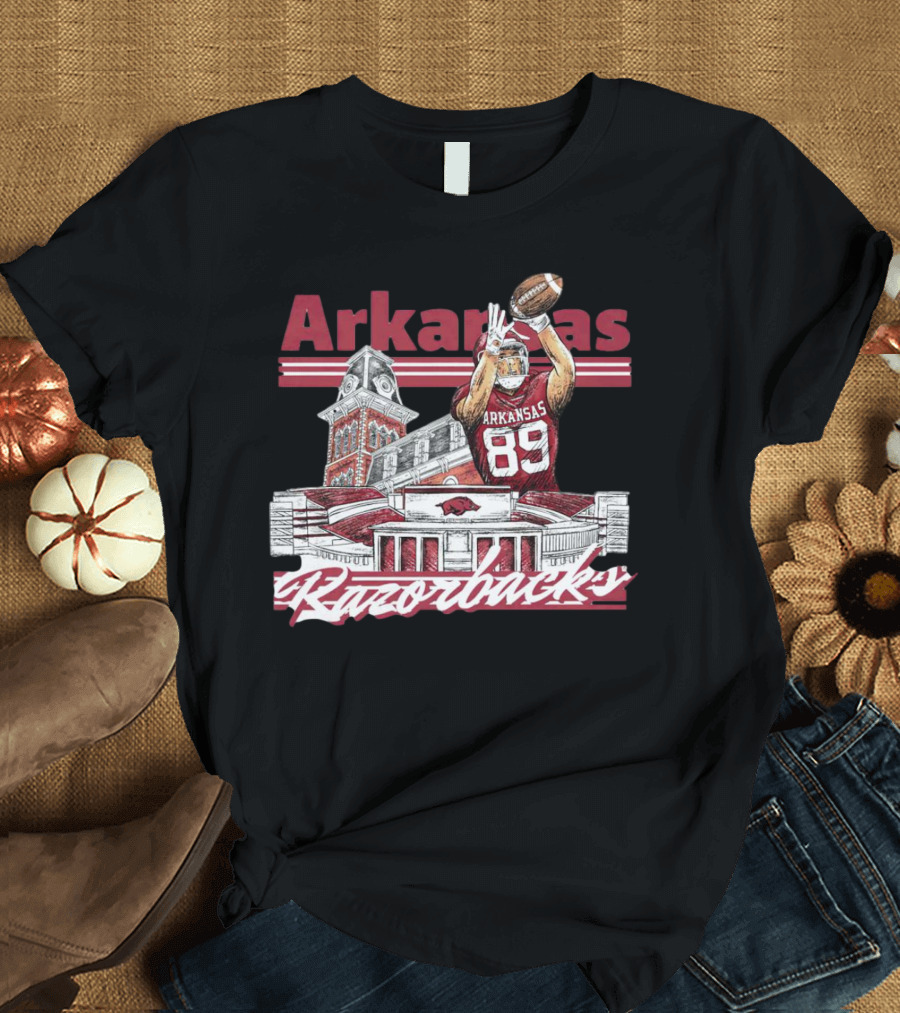 Arkansas Razorbacks Collegiate Landmarks Football Player 89 T-Shirt