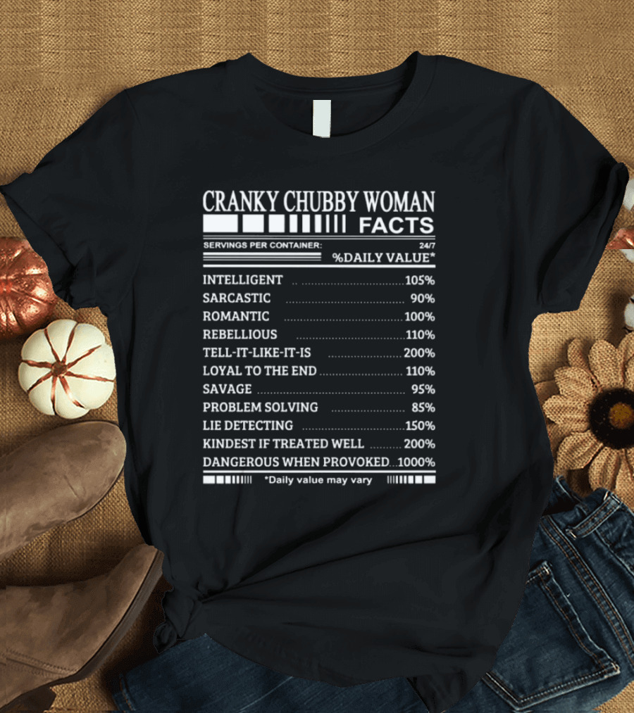 Cranky Chubby Woman Facts Intelligent Sarcastic Romantic Rebellious Tell-It-Like-It-Is Loyal Savage Problem Solving Lie Detecting Kindest Dangerous 24