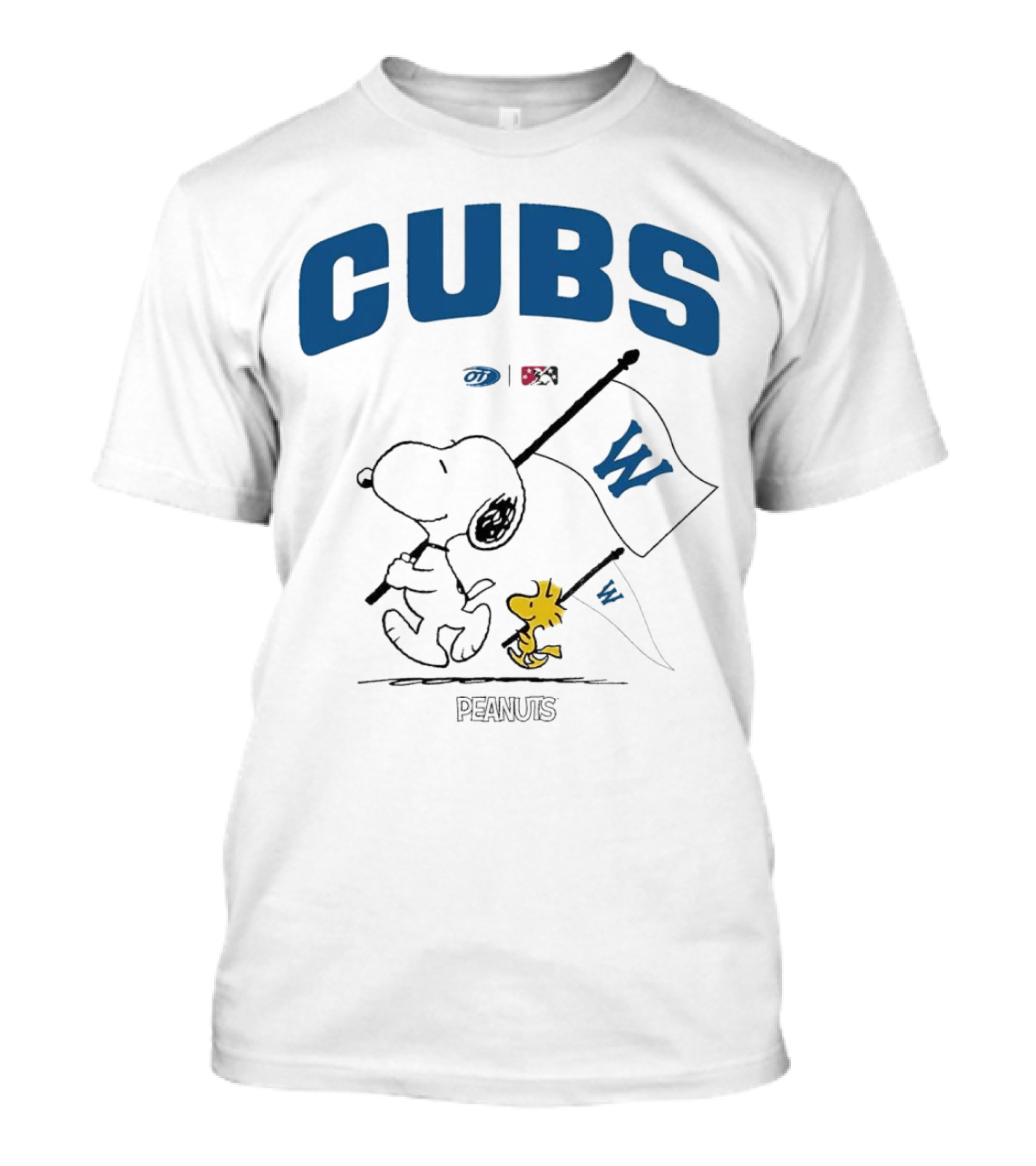Peanuts Snoopy Woodstock Cubs W Flag T-Shirt