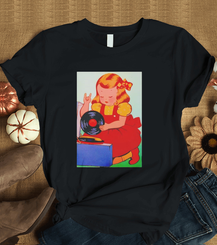 Sweet Unholy One Slayer Little Girl Listening to Vinyl Record T-Shirt