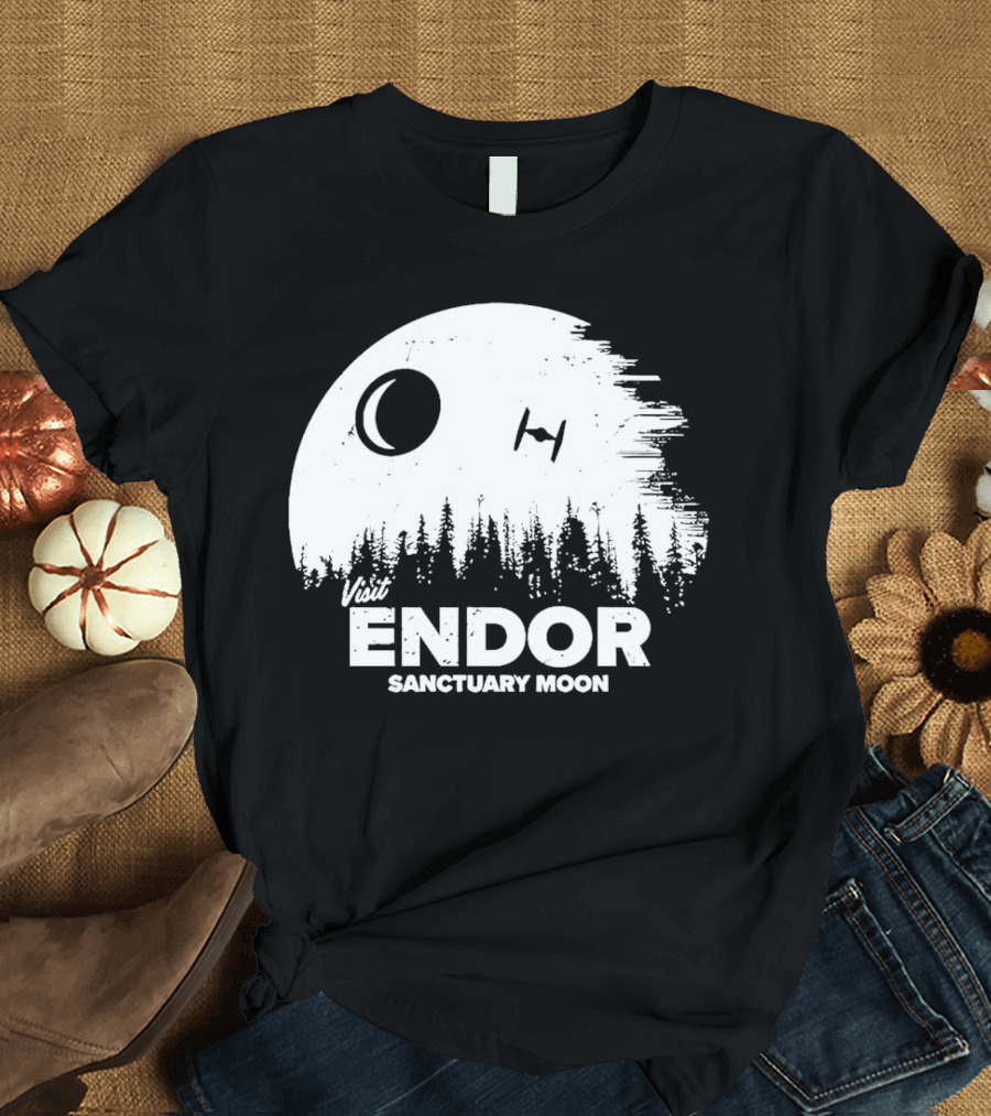 Visit Endor Sanctuary Moon Forest and Spaceship Scene T-Shirt