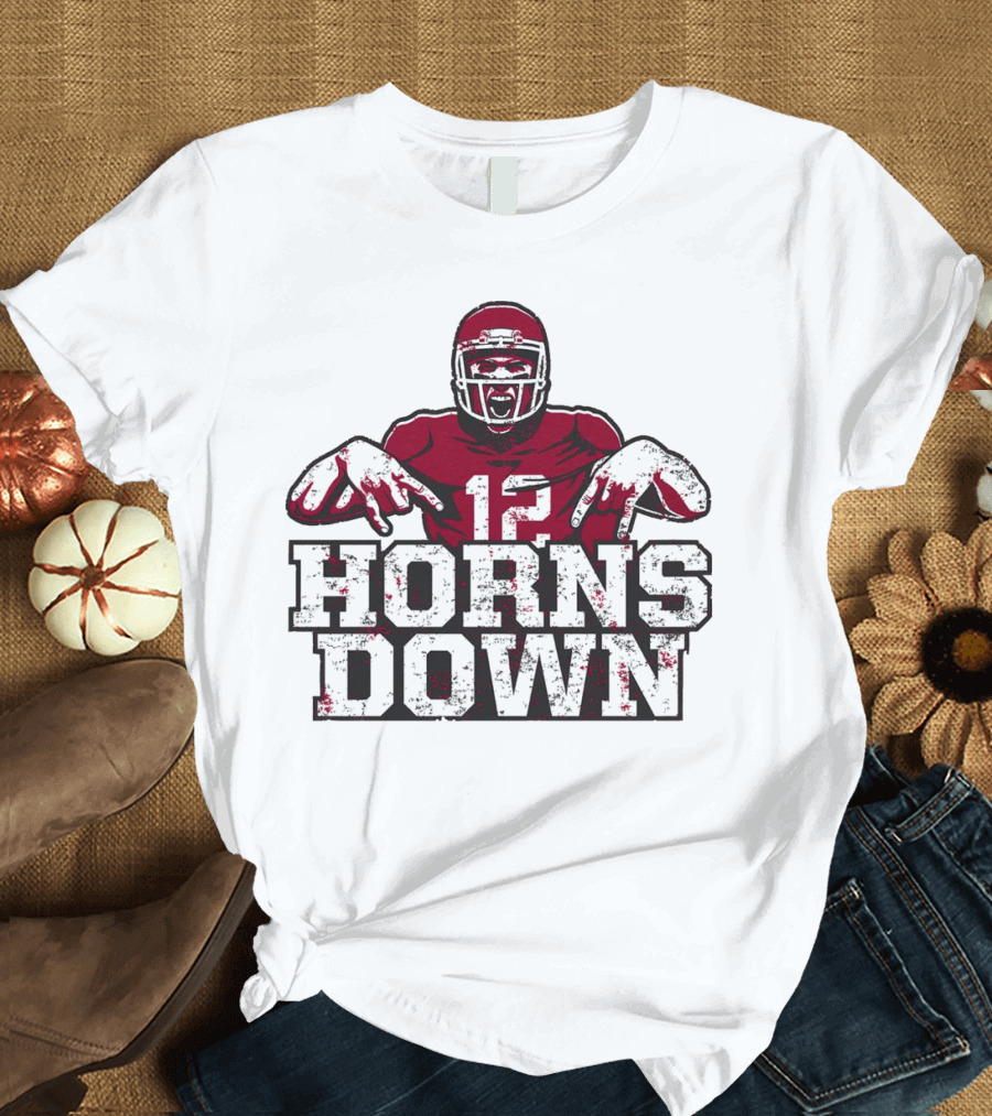 Horns Down 12 Oklahoma Sooners Football Player T-Shirt