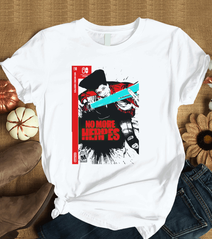 No More Heroes Game Box Art with Character and Sword T-Shirt