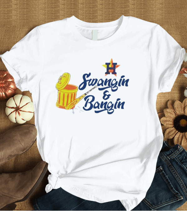T-Shirt: Houston Astros Swangin and Bangin Star H Orange Trash Can Baseball Paddle T-Shirt Houston Astros Swangin and Bangin Star H Orange Trash Can Baseball Paddle T-Shirt