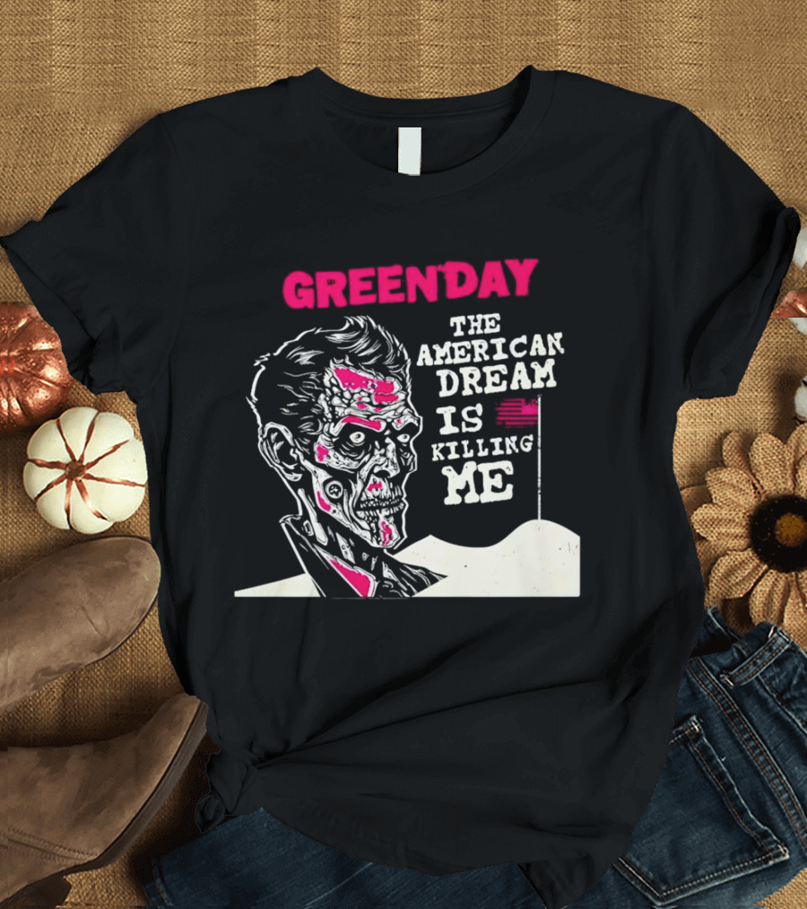Green Day The American Dream Is Killing Me Zombie American Flag T-Shirt