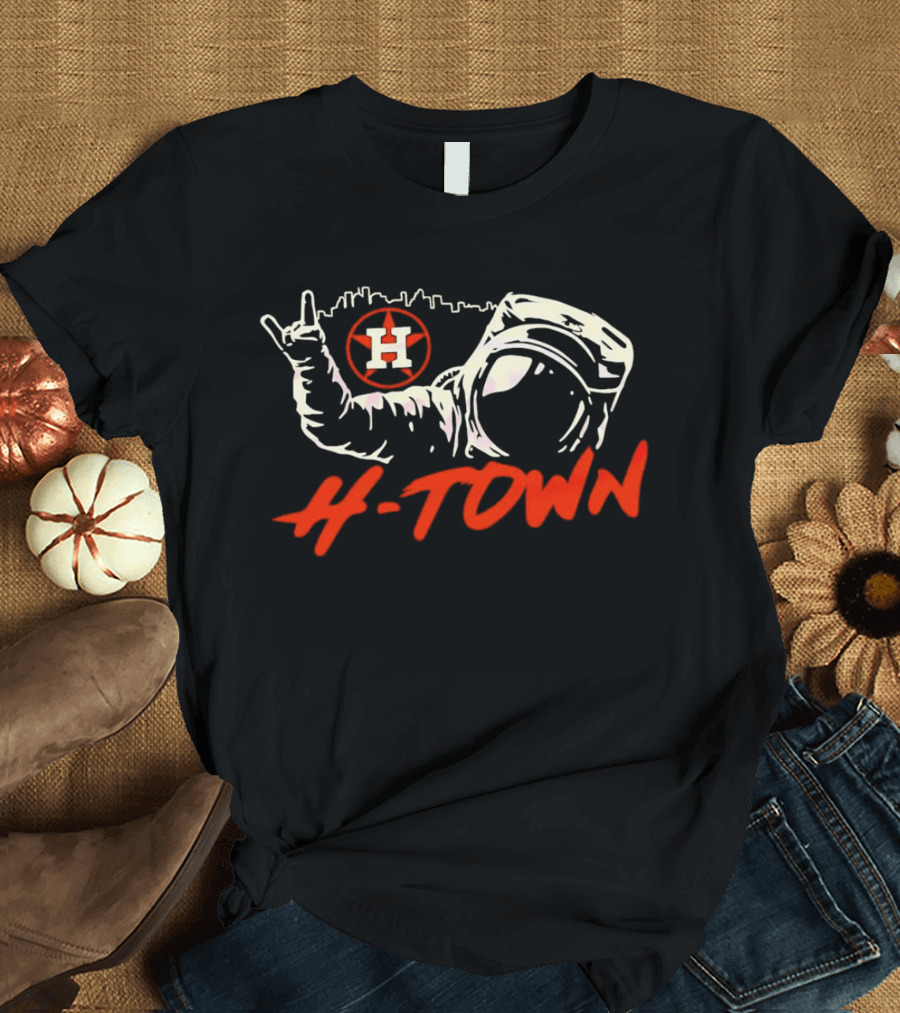 Houston Astros H-Town Astronaut Skyline Baseball T-Shirt